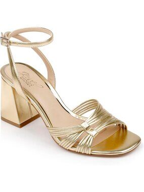 Metallic Strappy Block Heels for Women | Chic Evening Shoes | Size [Insert Size]